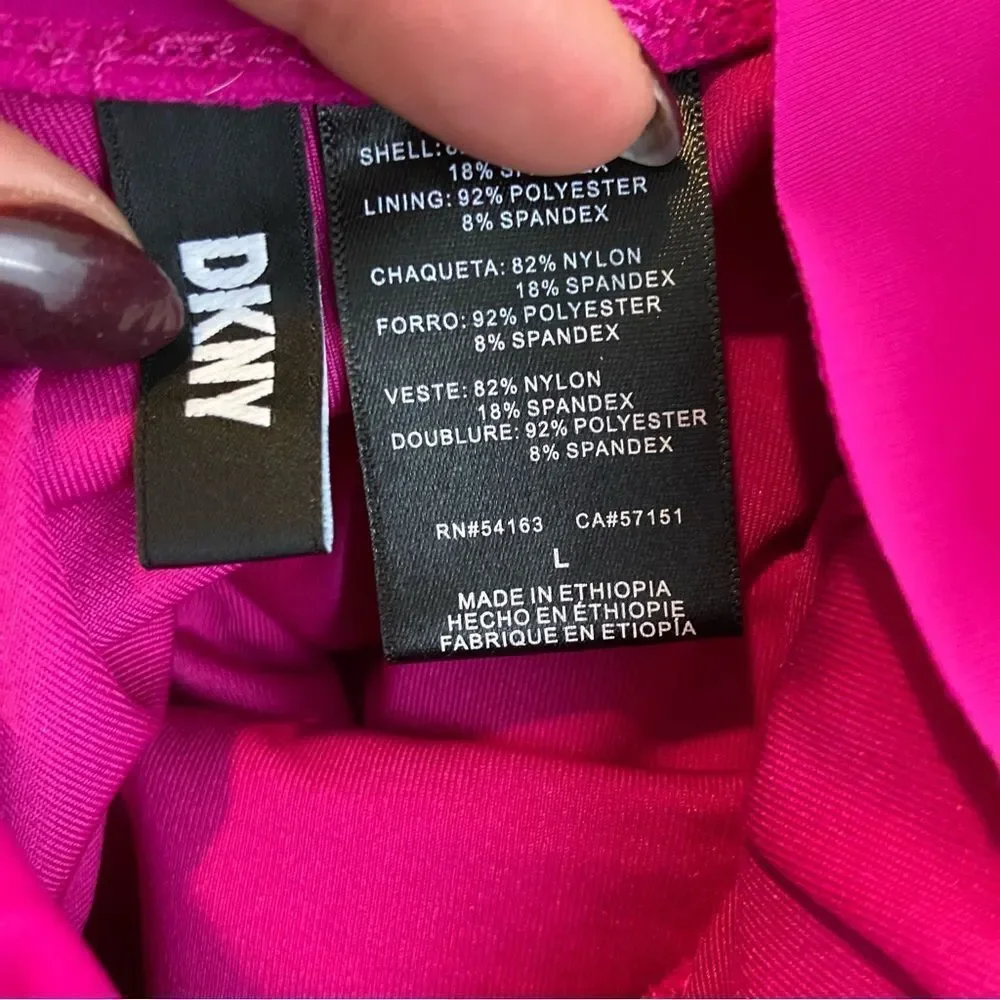 Ladies DKNY‎ Hot Pink Ruffle Neckline Tankini Top Size Large